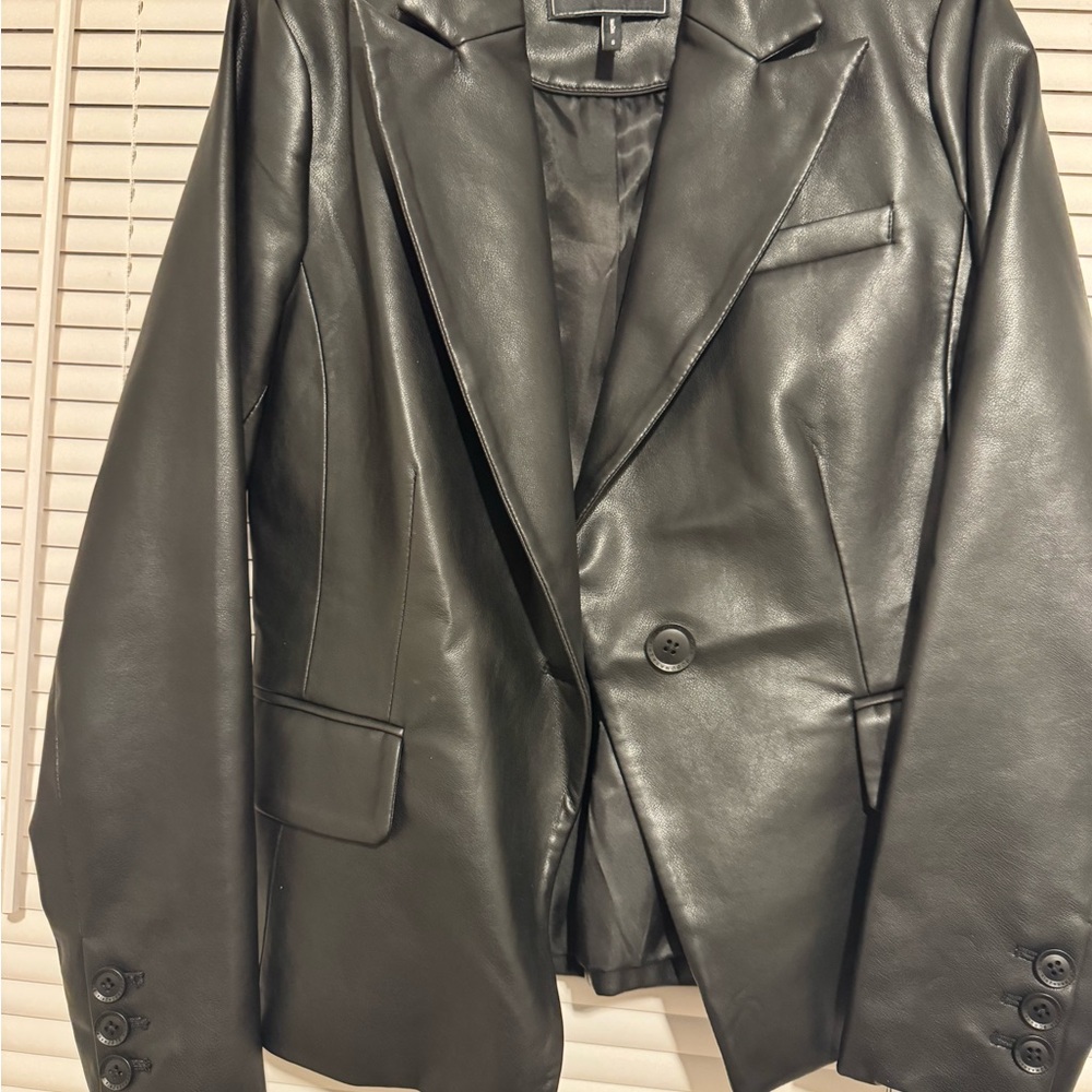 BCBGMaxAzria Black Leather Blazer